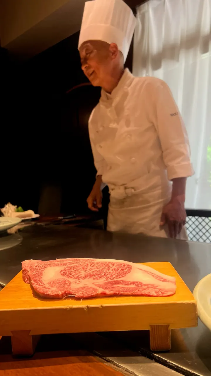 Marmoriertes Kobe-Rind vom Teppanyaki-Grill
